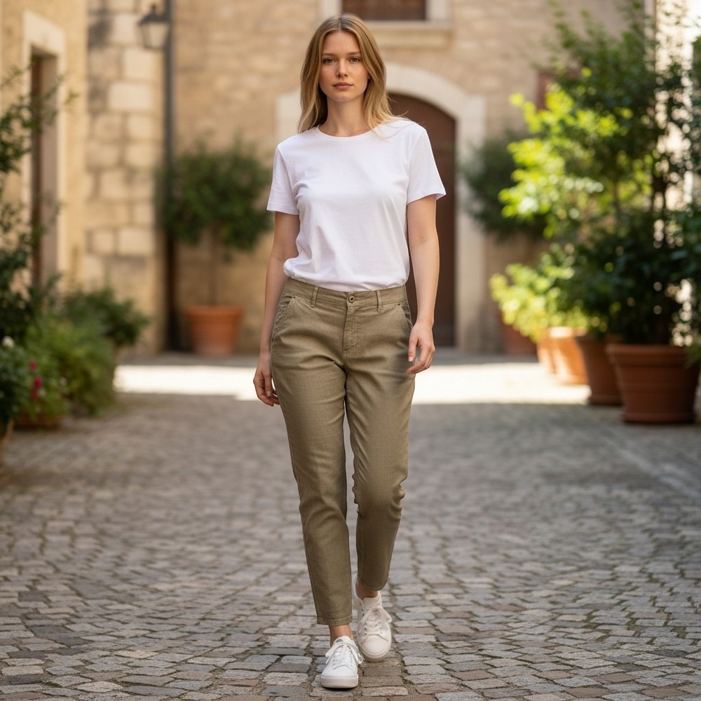 Poetry Womens Khaki 100% Linen Straight Leg Pants Size US 10 V407